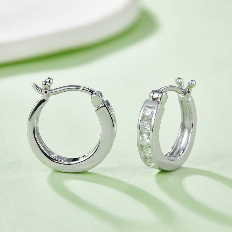 单排对半耳环S925银Moissanite厘石D级0.45ct